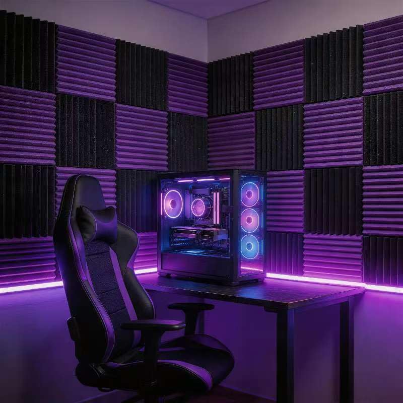 96 Pack Black/purple 12 "X 12 "X1" Acoustic Panels Studio Soundproofing Foam Wedge Tiles (Accompanied By Double-Sided Adhesive Tape) - color: Black/purple