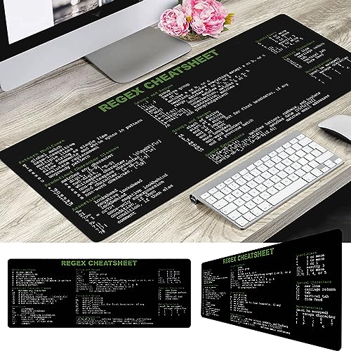 Developer, Programmer, IT Admin Quick Reference Extra Large Mouse Pad Regex Cheat Sheet Desk Mat for Sys Admin, Gift for Architect Office Desk Mat KMH - color: Regex
