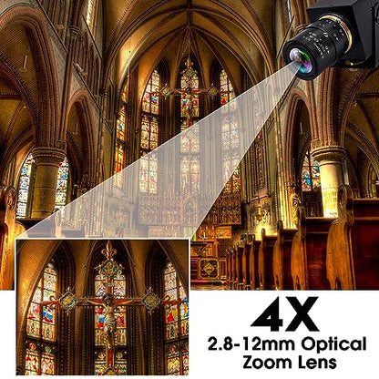 1080P HDMI Camera 4K USB Webcam for Live Streaming 30FPS 4X Optical Zoom Lens USB HDMI Simultaneous Output Video Camera Close-up PC Camers Plug and Play for Linux Raspberry Pi Jetson Nano - size: 2.8-12mm 4X Zoom Lens