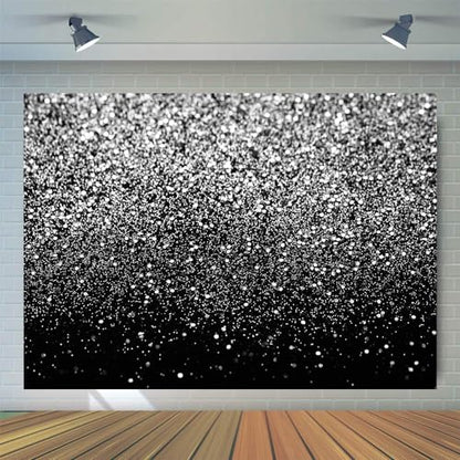 Black and Silver Backdrop Silver Glitter Backdrop for Photography Wedding Birthday Baby Shower Party Photo Studio 7x5FT FW18 - color: Silver, size: 7x5FT
