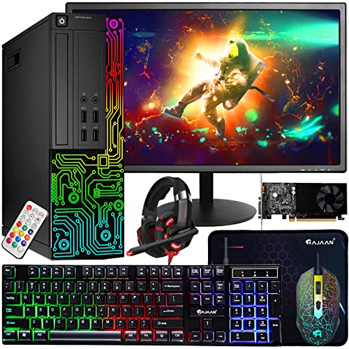 Dell Gaming OptiPlex Desktop RGB Computer PC, Intel Core i7, GeForce GT 1030 2GB GDDR5, 16GB RAM, 512GB SSD, 24 Inch HDMI Monitor, Keyboard Mouse and Headset, WiFi, Windows 11 Pro (Renewed) - size: i7-16GB-512GB+GT1030