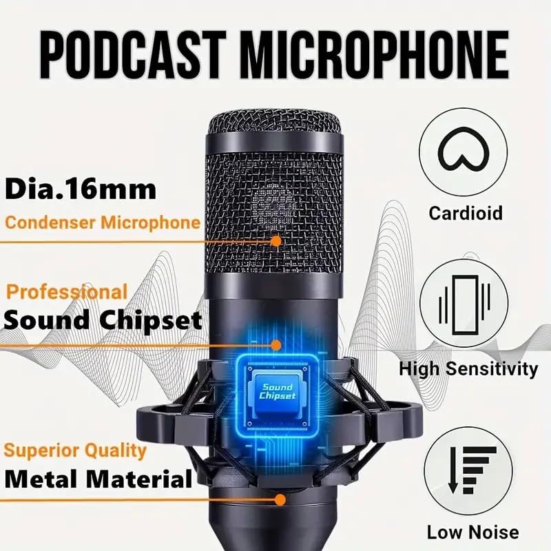 sktome Podcast Equipment Bundle, V8max Voice Changer with Podcast Microphone Bundle - Studio Condenser Microphone Perfect for Podcasting, Recording, Singing, Streaming and Gaming