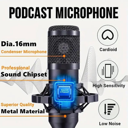 Podcast Equipment Bundle for 2, V8mx Audio Interface with Voice Changer Condenser Microphones for Gamer, All-in-One Audio Mixer Perfect for Live Streaming, Singing, YouTube, Gaming (V8MAX KIT FOR 2)
