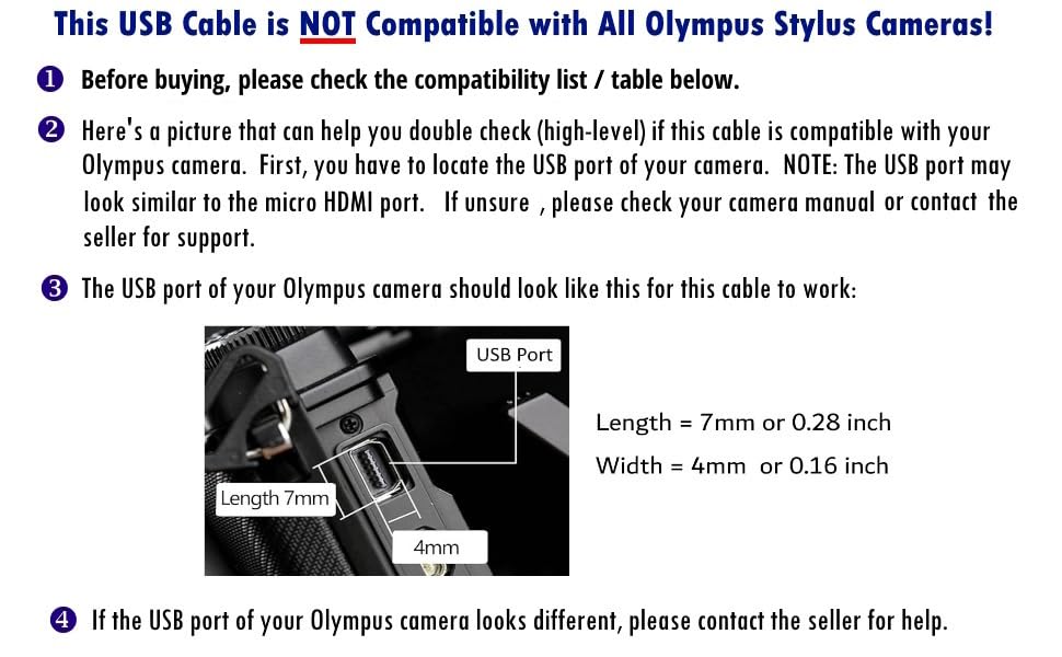 USB C to CB-USB5 CB-USB6 Photo Transfer Charge Cable for Select Olympus Stylus Tough SH TG DSLR Cameras Compatible with PC, iPhone 15, Android, MacBook with USB-C (See Product Details Before Buying)