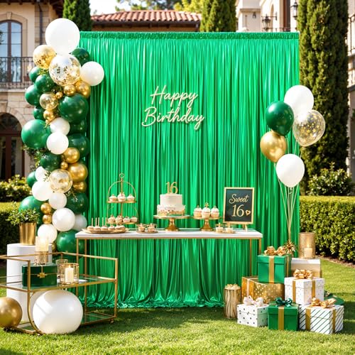 10ftx10ft Green Sequin Backdrop Curtain Panels for Parties, Wrinkle Free Glitter Photo Backdrop Drapes 2 Panels Shimmer Back Drop Cloth for Wedding Birthday Christmas Photography Background - color: Green, size: 5ftx10ft(2 Panels)