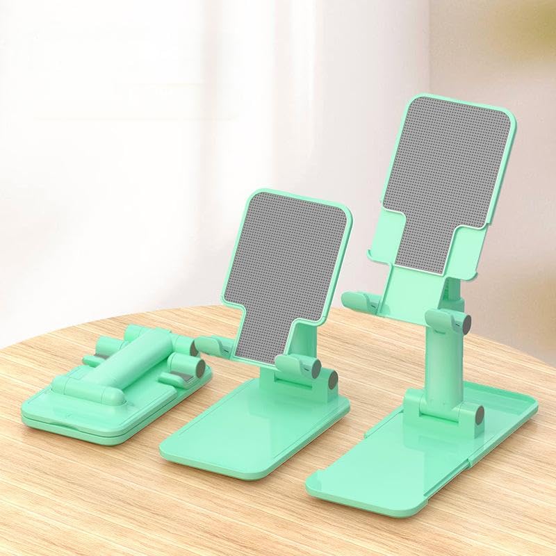 Folding Cell Phone Stand - Multi-Angle Universal Holder, Compatible with Most Phones & Tablets (Green) - color: Green