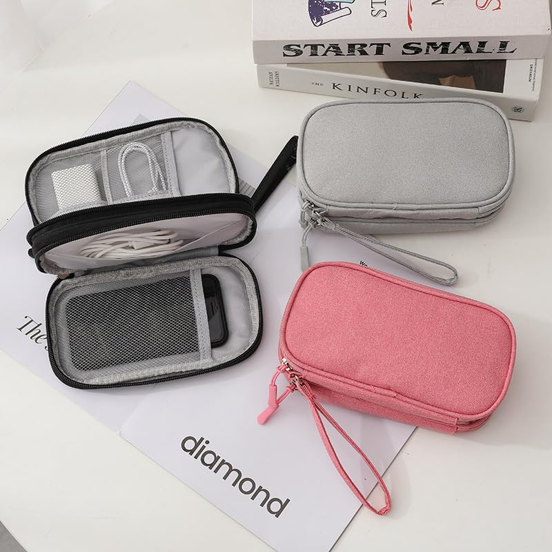 Electronic Organizer Travel Cable Accessories Bag, Electronic Organizer Case, Electronic Accessories Organizer Bag, Double-Layer Space Black