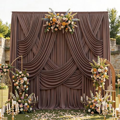 10ftx12ft Brown Backdrop Curtains for Parties, Wrinkle Free Polyester Brown Photo Backdrop Drapes 2 Panels 12 ft Long Back Drop Cloth for Wedding Birthday Photography Background Party - color: Brown, size: 5ft(W)x12ft(H)_2 Panels