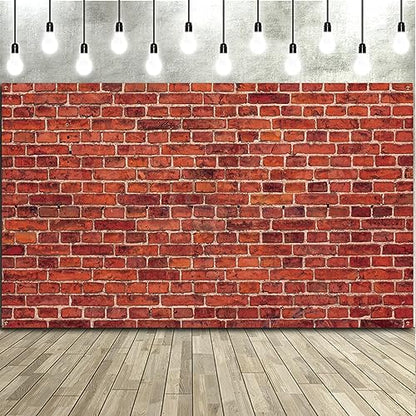 Blulu 7x5 Ft Red Brick Wall Party Backdrop, Large Fabric Red Brick Sign Photo Backdrops Background for Baby Shower Birthday Party Wedding Graduation Home Decoration Photo Booth Prop Banner - size: 59.8 x 83.9 Inch