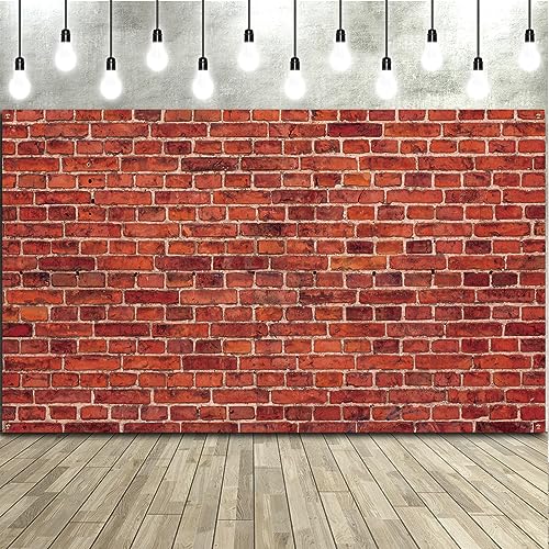 Blulu 7x5 Ft Red Brick Wall Party Backdrop, Large Fabric Red Brick Sign Photo Backdrops Background for Baby Shower Birthday Party Wedding Graduation Home Decoration Photo Booth Prop Banner - size: 59.8 x 83.9 Inch