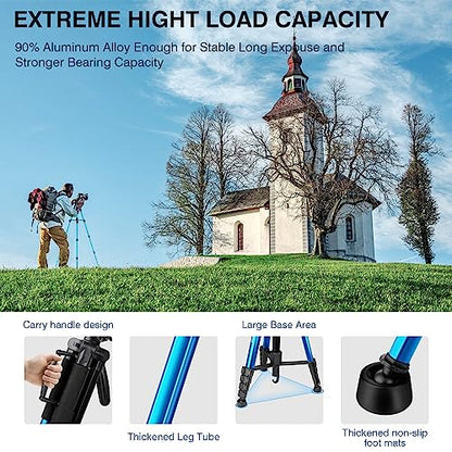 Victiv 72 inch Camera Tripod, Tall Tripod for Camera Cell Phone, Heavy Duty Camera Tripod Stand, Professional Aluminum Monopod, Compatible with Canon Nikon Sony DSLR Cameras - Blue - color: Blue