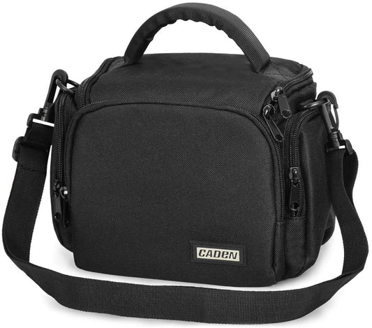 CADeN Compact Camera Shoulder Crossbody Bag Case Compatible for Nikon, Canon, Sony SLR/DSLR Mirrorless Cameras and Lenses Waterproof(1.0 S, Black) - color: Black, size: 1.0 S