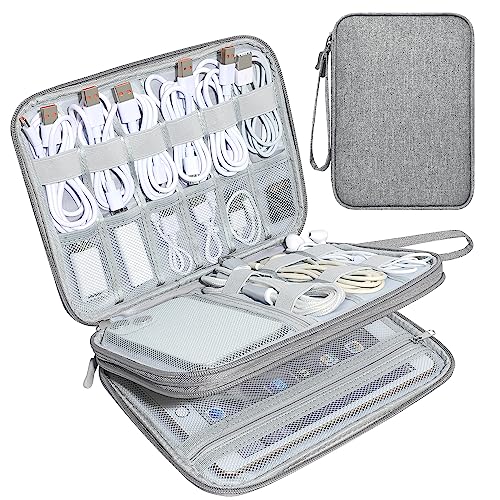 CILLA Electronics Organizer Travel, Travel Cord Organizer Case, Compact Electronics Accessories Bag for Cable, Cord, Charger, Phone - color: Dary Grey