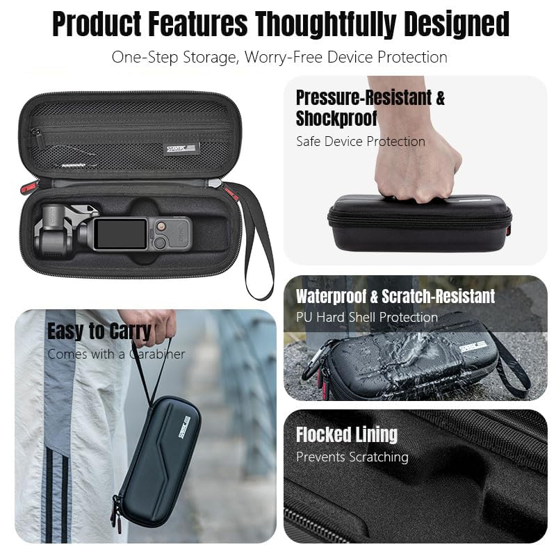 Osmo Pocket 4/Pocket 3/Xtra Muse Case, Portable PU Waterproof Storage Protective Bag for Osmo Pocket 4 With lanyard/hook