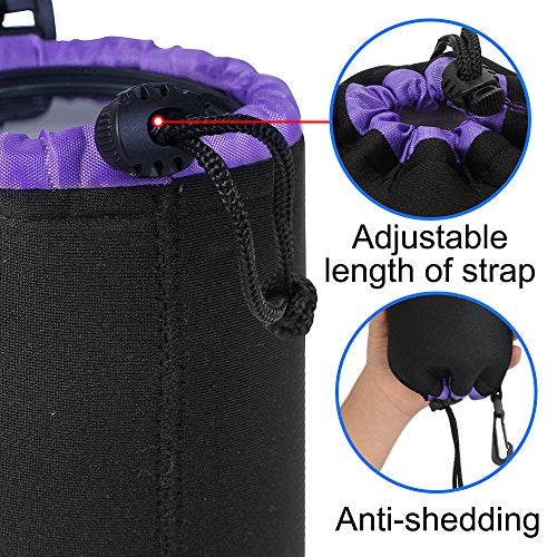 CADeN Lens Pouch Set 4 Pack Replacement Compatible for Canon, Nikon, Sony, Pentax, Olympus (Small, Medium, Large, X Large) Camera Lens Case Bag Thick Protective Neoprene Pouch Soft Plush for DSLR Lens