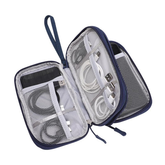 Travel Cable Organizer Pouch Electronic Accessories Carry Case Portable Waterproof Double Layers Storage Bag for Cord, Charger, Phone, Earphone Navy Blue - color: Navy Blue