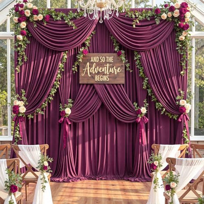 10ftx12ft Wrinkle Free Maroon Backdrop Curtain, 2 Panels 12FT Height Wedding Burgundy Backdrop Drapes, Silky Polyester Back Drop Cloth for Birthday Photography Background Party Backdrop Draping - color: Burgundy, size: (W)5ft x (H)12ft (2 Panel)