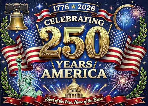 7x5 FT America 250Th Anniversary Flag Backdrop 4Th of July Independence Day Home Garden Outdoor Party Decorations 250 Anniversary USA Banner Supplies - color: 250 Backdrop-4