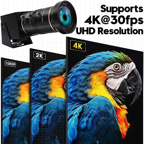 HDMI 4K USB Camera for Live Streaming 10X Variable Focus PC Webcam USB HDMI Simultaneous Output Video Conferencing Close up Zoom in and Out Web Camera for Online Teaching Training - size: 5-50mm 10X Zoom Lens