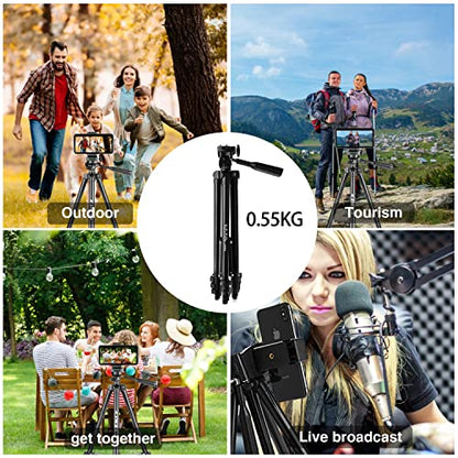 55" Aluminum Phone & Camera Tripod, Extendable Cell Phone Tripod Stand Compatible with iPhone/Android/Action Camera is Perfect for Live Streaming/Video Recording/Selfies - size: TR55-4