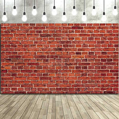 Blulu 6x3.6 Ft Red Brick Wall Party Backdrop, Large Fabric Red Brick Sign Photo Backdrops Background for Baby Shower Birthday Party Wedding Graduation Home Decoration Photo Booth Prop Banner - size: 72.8 x 43.3 Inch