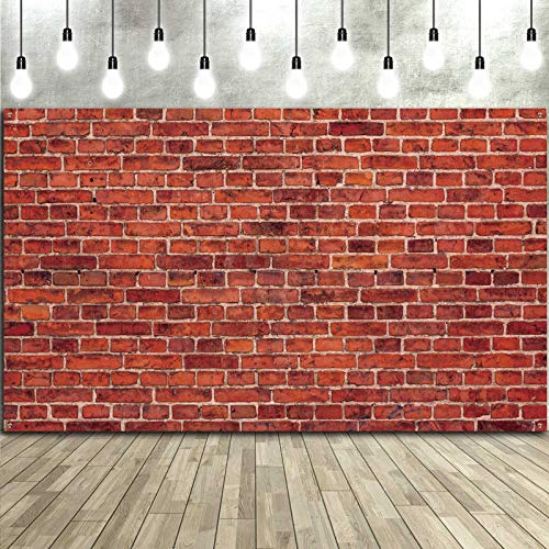 Blulu 6x3.6 Ft Red Brick Wall Party Backdrop, Large Fabric Red Brick Sign Photo Backdrops Background for Baby Shower Birthday Party Wedding Graduation Home Decoration Photo Booth Prop Banner - size: 72.8 x 43.3 Inch