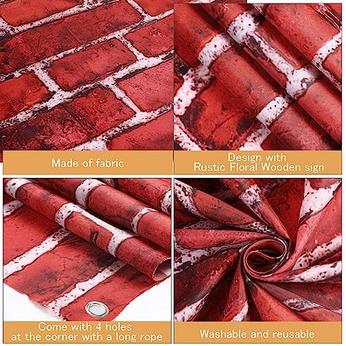 Blulu 7x5 Ft Red Brick Wall Party Backdrop, Large Fabric Red Brick Sign Photo Backdrops Background for Baby Shower Birthday Party Wedding Graduation Home Decoration Photo Booth Prop Banner - size: 59.8 x 83.9 Inch