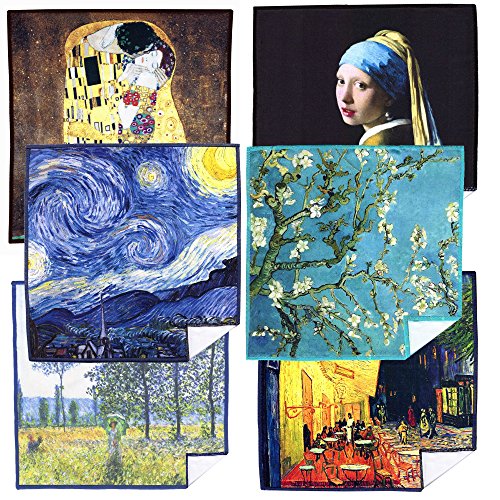 Large [6 Pack] World Best Classic Art Collection Microfiber Cloth - Ultra Premium Quality Microfiber Cleaning Cloths(Best for Camera Lens, Glasses, Screens, and All Lens.), Microfiber Cloth - color: Classic Art Collection - 6 Pack, size: 6 Pack