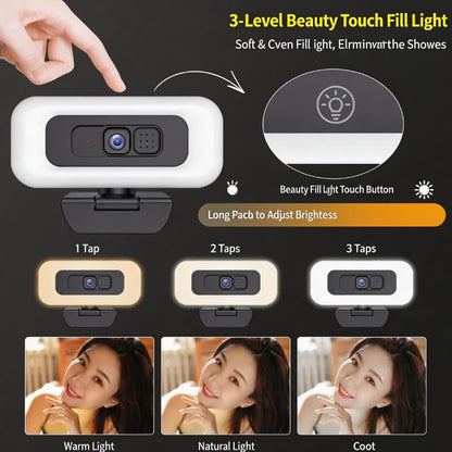 4K Webcam with Microphone and Privacy Cover, Computer Camera with Autofocus for Streaming and Conferencing, 1 PC