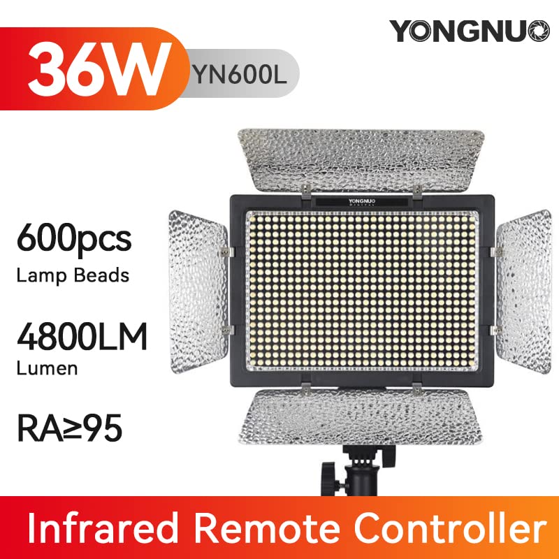 YONGNUO YN600L Pro LED Video Light LED Studio Light, with 5600K Color Temperature and Adjustable Brightness, for Canon Nikon Pentax Olympus Samsung Panasonic JVC etc. Black