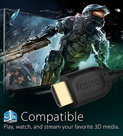 Fosmon 4K HDMI Cable 3FT/1M, HDMI 2.0 Cable 4K@60Hz/2160p Support 18Gbps, HDCP, 3D, ARC, Dolby TrueHD, 30AWG Compatible with UHD TV, PC Monitor, Console, PS4, PS5, Xbox 360/One/X/S, Nintendo Switch - size: 3FT, style: 4K