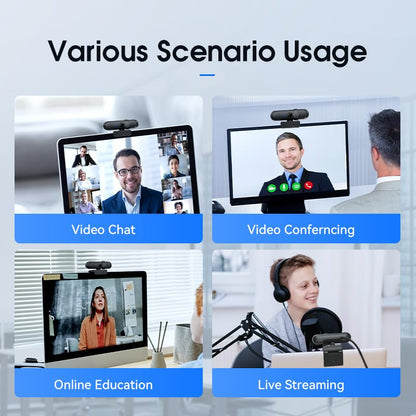 1080P Webcam with Microphone for Video Calling/Meetings/Teaching, HD 30fps Web Camera with Sliding Privacy Cover, USB-A Cable, for Zoom/Skype/Facetime, Laptop/Desktop/PC