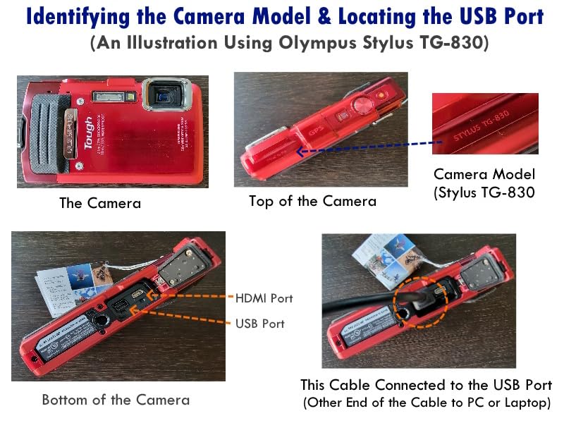 USB C to CB-USB5 CB-USB6 Photo Transfer Charge Cable for Select Olympus Stylus Tough SH TG DSLR Cameras Compatible with PC, iPhone 15, Android, MacBook with USB-C (See Product Details Before Buying)