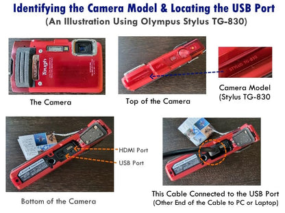 USB C to CB-USB5 CB-USB6 Photo Transfer Charge Cable for Select Olympus Stylus Tough SH TG DSLR Cameras Compatible with PC, iPhone 15, Android, MacBook with USB-C (See Product Details Before Buying)