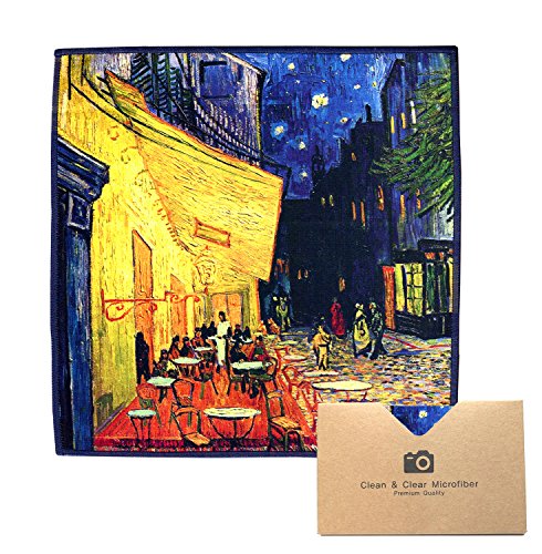 Large [5 Pack] Classic Art (Gogh Cafe Terrace at Night) - Ultra Premium Quality Microfiber Cleaning Cloths (Best for Camera Lens, Glasses, Screens, and All Lens.), Microfiber Cloth - color: Vincent Van Gogh "Café Terrace at Night", size: 5 Pack