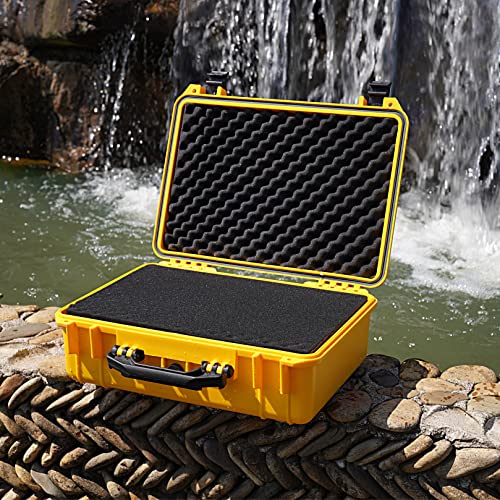 MEIJIA Portable Waterproof Hard Camera Case, Dry Case with Customizable Fit Foam, Protection for camera, drones,telescopes,18.5 x14.06x6.93inches(Yellow) - color: Yellow