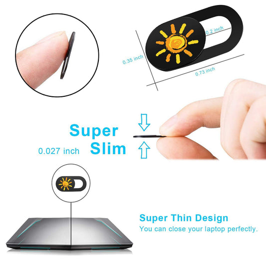 SIREG Webcam Cover Ultra Thin - Web Camera Cover fits Laptop,Tablet,PC,Computer, Smartphone, Protect Your Privacy and Security,Strong Adhesive (Sun-Black & 3 Pack) - color: Sun-Black & 3 pack