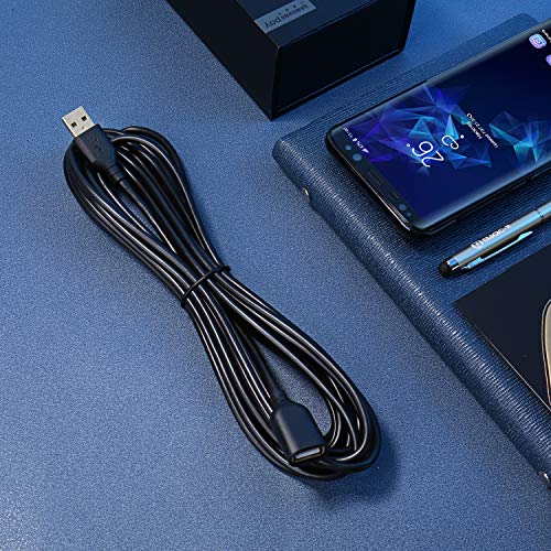 Extra Long USB Extension - 16Ft (5M) USB 2.0 A Male to A Female Cable for Flash Drive, Hard Drive, Keyboard, Mouse, Printer, Camera - Black - color: Black, size: 16 feet