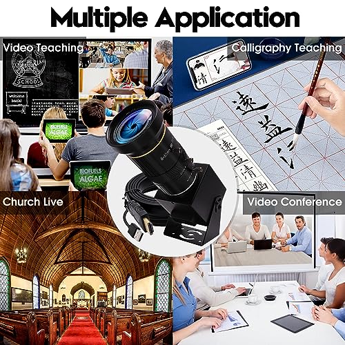 HDMI 4K USB Camera for Live Streaming 10X Variable Focus PC Webcam USB HDMI Simultaneous Output Video Conferencing Close up Zoom in and Out Web Camera for Online Teaching Training - size: 5-50mm 10X Zoom Lens