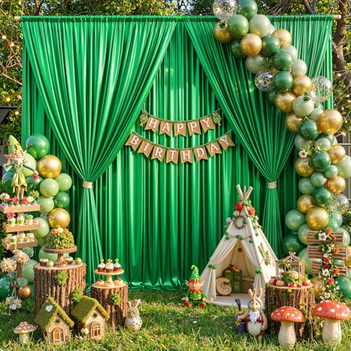 20x10ft Green Sequin Backdrop Curtains, Wrinkle Free Glitter Backdrop Drapes for Wedding Parties Photography Stage Decor, Non-Shedding 4 Panels Set (5x10ft Each) - color: Green, size: 5'(W) x 10'(H), 4 panels