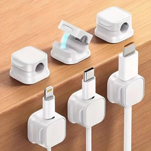 6 Pack Cord Organizer Spring Cable Holder Clips - Desk Cable Management Clips, Adhesive Wire Keeper for Phone Chargers, Nightstand, Wall, Car, and Office -White - color: White