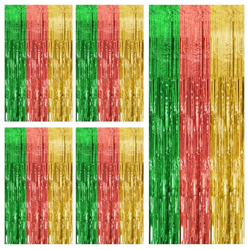 5 Pack Hawaii Party Backdrop Decorations Vibrant Summer Streamers Foil Fringe Curtains Metallic Tinsel Backdrop for Birthday Graduation Baby Shower Christmas Beach Holiday Party Decors - color: Hawaii Color, size: 5 Pcs