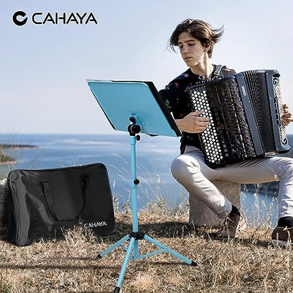 CAHAYA Sheet Music Stand & Tabletop Music Stand Solid Back with Carrying Bag for Books Notes Laptop Tablet Blue CY0194-3 - color: Blue, size: Standard Version