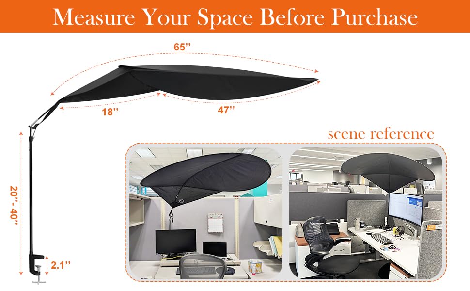 Comastbo 65" office cubicle desk shade,designed for light sensitive workers,idea for office cubicles and orginal desk canopy,block overhead light Black(Patent pending) - size: 65 inches
