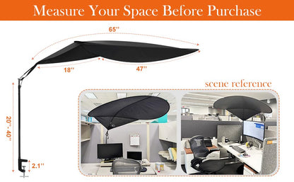 Comastbo 65" office cubicle desk shade,designed for light sensitive workers,idea for office cubicles and orginal desk canopy,block overhead light Black(Patent pending) - size: 65 inches