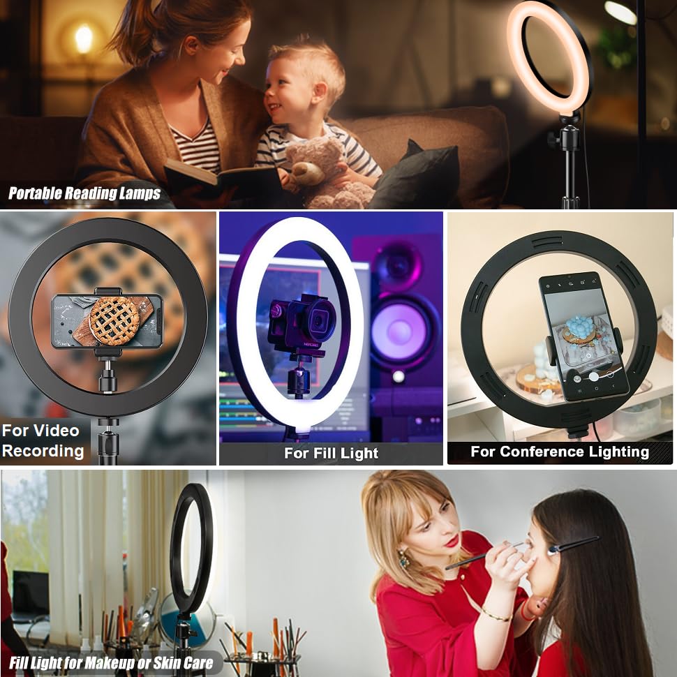 Brio-101 Magnetic Webcam Light Stand,10'' Ring Light with Tabletop Tripod Holder for Logitech Brio 101 301 501 4K C270 C310 C920x C920s C920e C922x webcams with/Without 1/4''-20 Interface