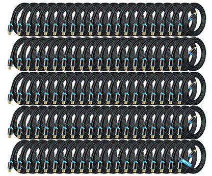Maximm Hdmi Cable 4K 10 Ft, 100 Pack, Braided, 18Gbps, Hdmi 2.0, Gold-Plated - color: 100 Pack, size: 10 Feet