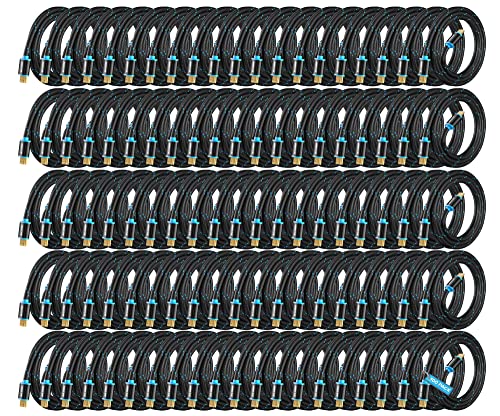 Maximm Hdmi Cable 4K 10 Ft, 100 Pack, Braided, 18Gbps, Hdmi 2.0, Gold-Plated - color: 100 Pack, size: 10 Feet