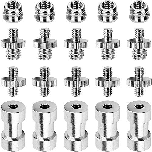 Anwenk 1/4 to 3/8 Screw Adapter Converter Threaded Screws Adapter Spigot Screw Mount Set for Camera Tripod Monopod Ballhead Flash Light Stand Shoulder Rig