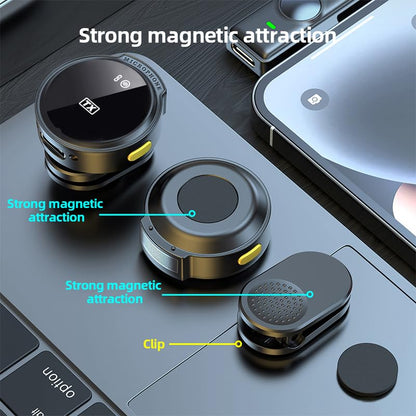 Magnetic Wireless Lavalier Mic for Android, iPhone(2 TX+1 RX+Charging Case), 2.4GHz Intelligent Noise Cancellation, 82ft Range, 360° Adjustable Microphone for Video Recording, Podcast, Interview
